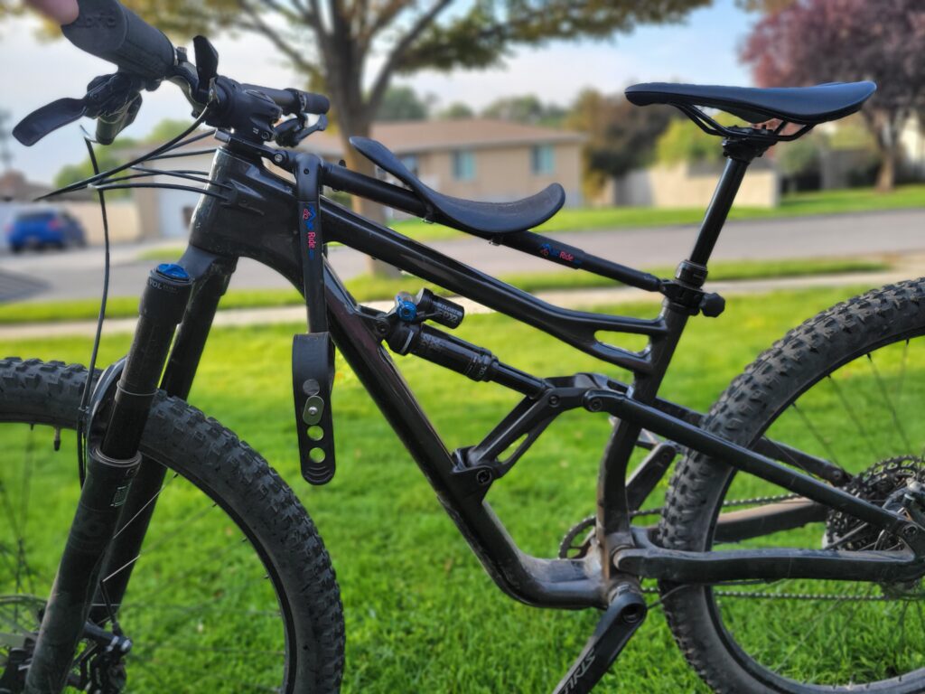 Close up shot of the mac ride child bike seat