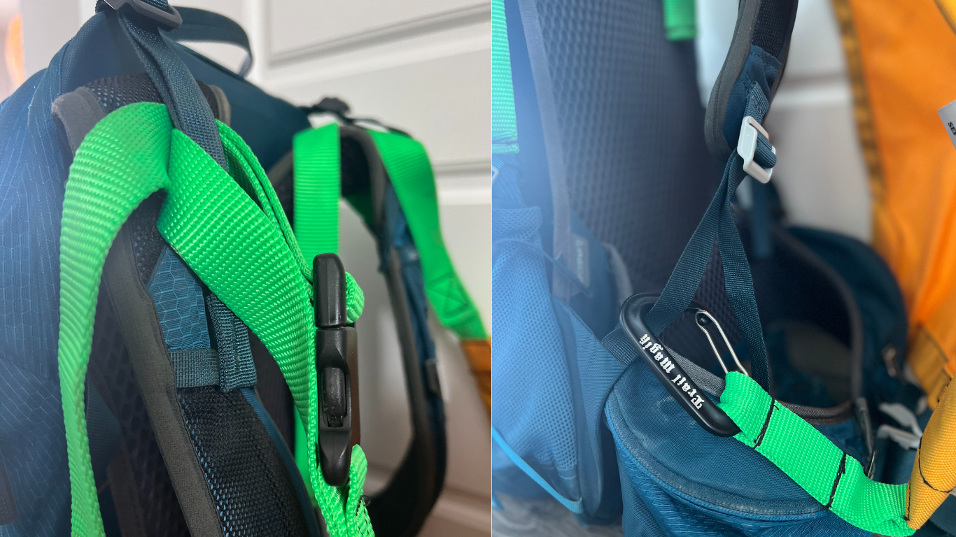 Where the Trail Magik Carrier attaches to daypacks
